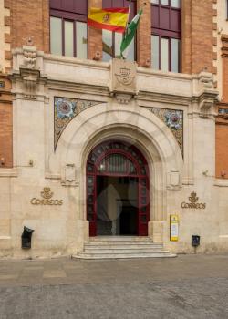 Entrance to main post office in city of Cadiz in Southern Spain