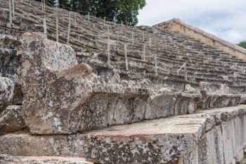 Carved seat in the theater of the Sanctuary of Asklepios at Epidaurus