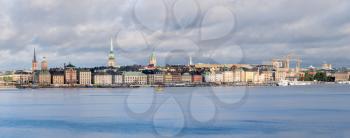 STOCKHOLM, SWEDEN - SEPTEMBER 10: Panorama of Gamla Stan on September 10, 2017 in Stockholm, Sweden. The town dates back to 13th Century.