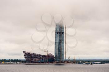 ST PETERSBURG, RUSSIA - SEPTEMBER 13: Construction of Lakhta Center on September 13, 2017 in St Petersburg, Russia. The tower will reach 462m high.