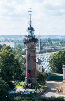 GDANSK, POLAND - 16 SEPTEMBER: Nowy Port Lighthouse on 16 September 2017 in Gdansk, Poland. The lighthouse was built in 1893