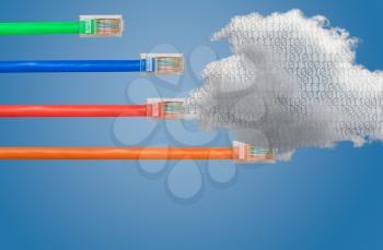 Ethernet cables emerge with different lengths and fail to reach cloud computing to illustrate Net Neutrality debate