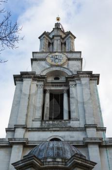 LONDON, UK - JANUARY 30, 2016: Tower of St Anne Church in Limehouse, part of Docklands, London, England