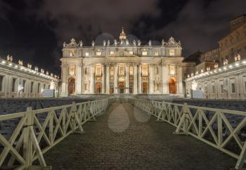 VATICAN CITY, EUROPE - MARCH 18, 2018: Entrance to St Peter's Basilica in Vatican City