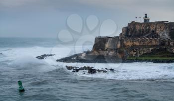 Castillo san felipe del morro in San Juan, Puerto Rico on a cloudy stormy day