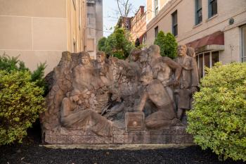 CLARKSBURG, WV - 15 JUNE 2018: Statue for centennial called The Immigrants in Clarksburg, West Virginia
