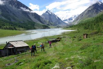 Mountain landscape. Highlands, the mountain peaks, gorges and valleys. The stones on the slopes.