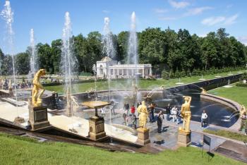 Saint-Petersburg, Russia - August 12, 2016: Fountains. Statues and monuments of St. Petersburg. City St. Petersburg architecture. Fountains in the streets and squares.