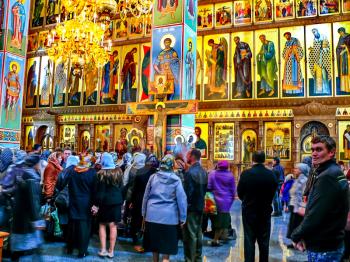 Holy Assumption Monastery, Russia - April 5, 2012: Monastery of the Holy Dormition, appearance of the monastery and the area near it.