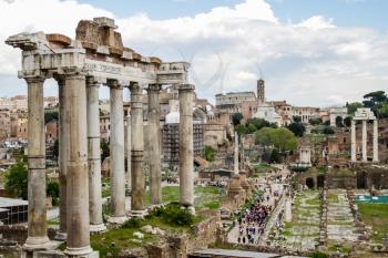 Rome, Italy - June 11, 2012: The eternal city of Rome, Roman streets and buildings, modern and ancient architecture of Rome.