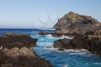 Mountains off the coast of Tenerife. the ocean coast.