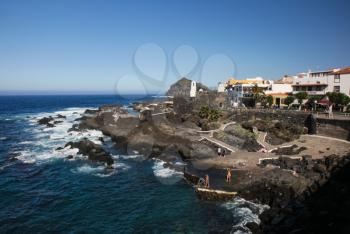 Mountains off the coast of Tenerife. the ocean coast.