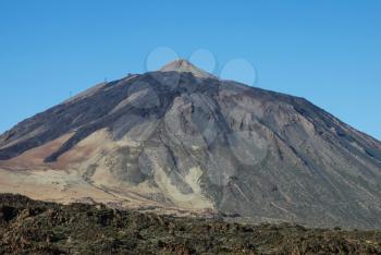 Mountain landscape of Tenerife. Volcanic island. Hills and valleys.