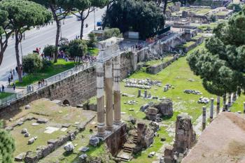 Rome, Italy - June 11, 2012: The eternal city of Rome, Roman streets and buildings, modern and ancient architecture of Rome.