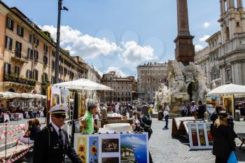 Rome, Italy - June 11, 2012: The eternal city of Rome, Roman streets and buildings, modern and ancient architecture of Rome.