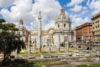 Rome, Italy - June 11, 2012: The eternal city of Rome, Roman streets and buildings, modern and ancient architecture of Rome.