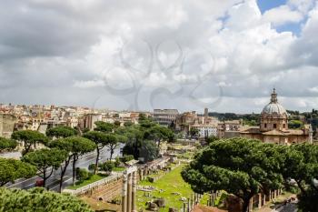 Rome, Italy - June 11, 2012: The eternal city of Rome, Roman streets and buildings, modern and ancient architecture of Rome.