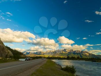 Asphalt road in Canada. Landscape in northern canada.