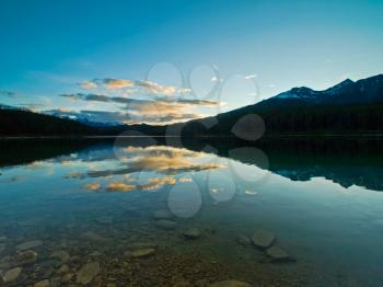 Lake in the mountains of Canada, pristine nature. Canadian landscape.