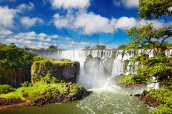 Iguassu Falls, the largest series of waterfalls of the world, located at the Brazilian and Argentinian border, View from Argentinian side