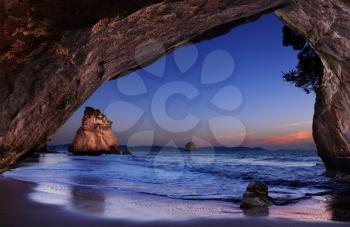 Cathedral Cove at sunrise, Coromandel Peninsula, New Zealand