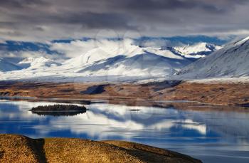 Southern Alps and Lake Tekapo, view from Mount John, Mackenzie Country, New Zealand