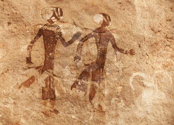 Famous prehistoric rock paintings of Tassili N'Ajjer, Algeria