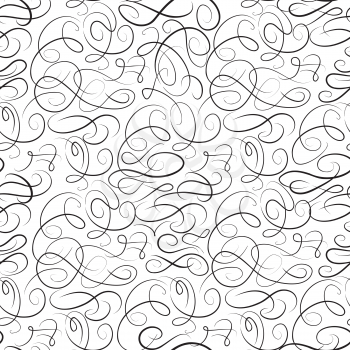 Abstract swirl line pattern. Calligraphic draw  seamless background. Vignette chaotic line monochrome ornamental texture