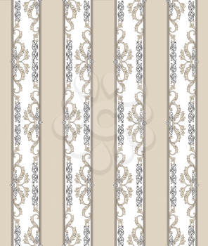 Floral seamless vintage background. Old paper with patern in retro victorian style. Vector wallpaper.