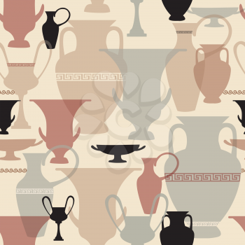 Greek vase seamless pattern Interiors background. Greece culture ceramic texture.