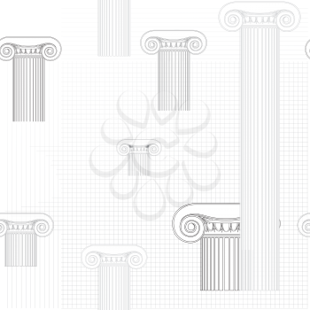 Classic columns seamless background. Roman Engraving background for architectural design