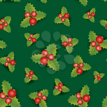 Christmas Seamless Background. Merry Christmas festive endless pattern with berry