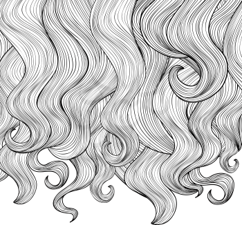 Hair background. Beautiful curly hair border