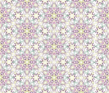 Flourish tiled pattern. Floral oriental ethnic background. Arabic ornament with fantastic flowers and leaves. Wonderland motives of the paintings of ancient Indian fabric patterns.