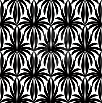 Abstract floral seamless pattern. Geometric line black ornament. Ornamental stylish background. Abstract stripe tile texture