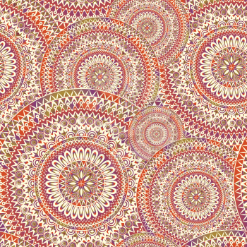 
Abstract seamless pattern with circular ornament Swirl geometric oriental doodle texture. Engrave background.