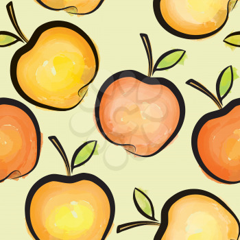 Apple watercolor seamless pattern. Juicy fruits tiled background
