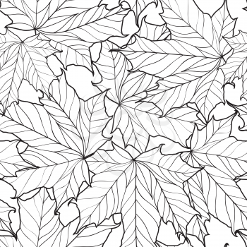 Floral seamless pattern. Leaves background. Nature ornamental texture with maple plant  leaf.