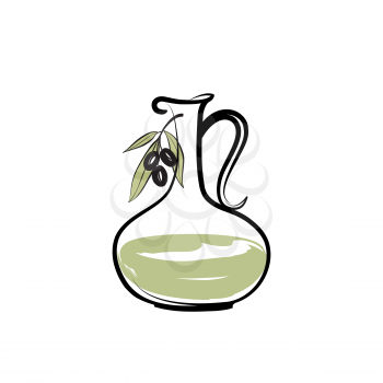 Olive oil bottle. Olives design over white background