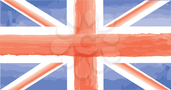 English flag. Great Britain with watercolor painted texture flag isolated Vector illustration travel England sign