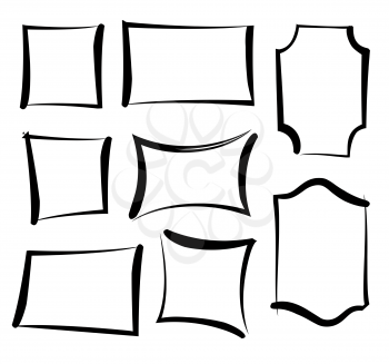 Scribble line frames. Grunge stylish geometric border set. 