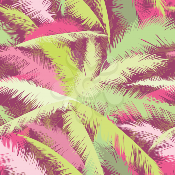 Floral pattern with palm tree leaves. Summer nature tropical ornamental seamless background