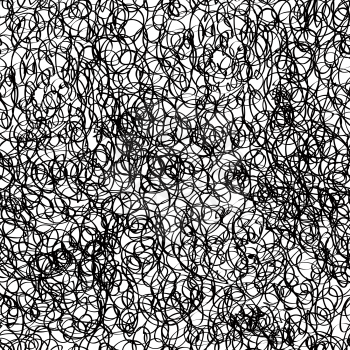 Abstract seamless pattern with messy doodle. Monochrome tiled background