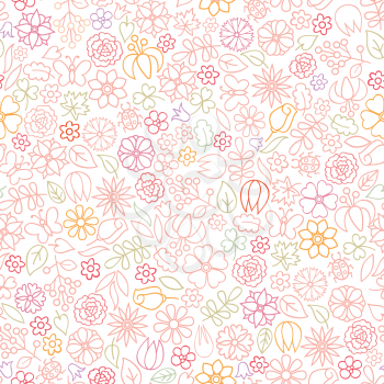 Floral seamless pattern.  Flower icon gentle background. Spring nature decor
