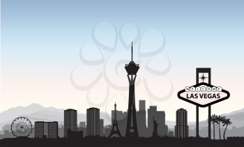 Las Vegas skyline. Travel american city landmark background. Urban cityscape. USA landscape