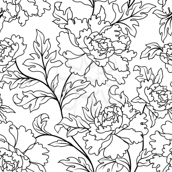 Floral seamless pattern. Flower background. Flourish ornamental line art wallpaper with flowers.