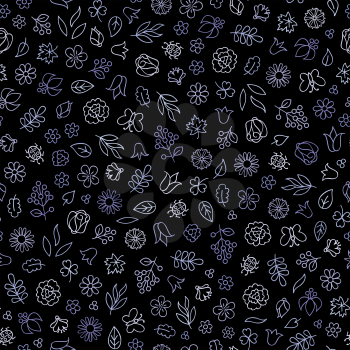 Flower icon seamless pattern. Floral leaves background. Nature ornament