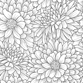 Floral seamless pattern. Flower chrysanthemum background. Flourish garden texture with flowers.