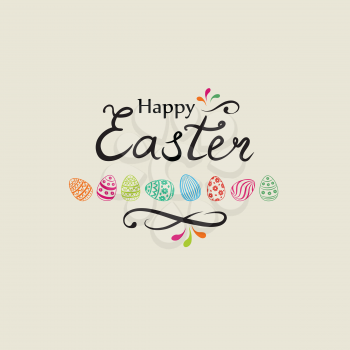 Happy Easter greeting card. Spring holiday decorative bakground with Easter eggs