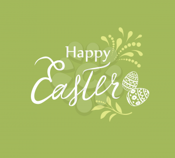 Happy Easter greeting card. Holiday decorative bakground with Easter eggs